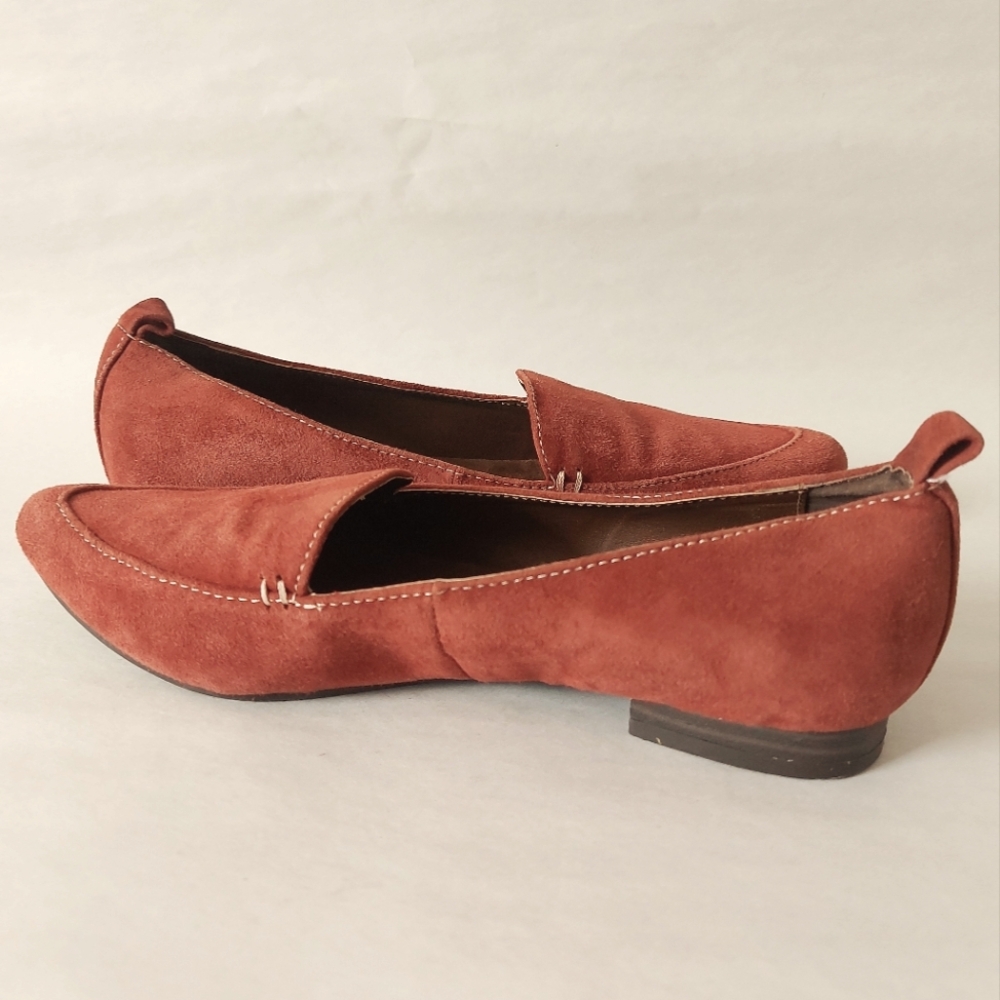 Cynthia Rowley Women Loafer Size 6 Paprika Red Suede Leather Comfort Pointed Toe - Picture 6 of 12